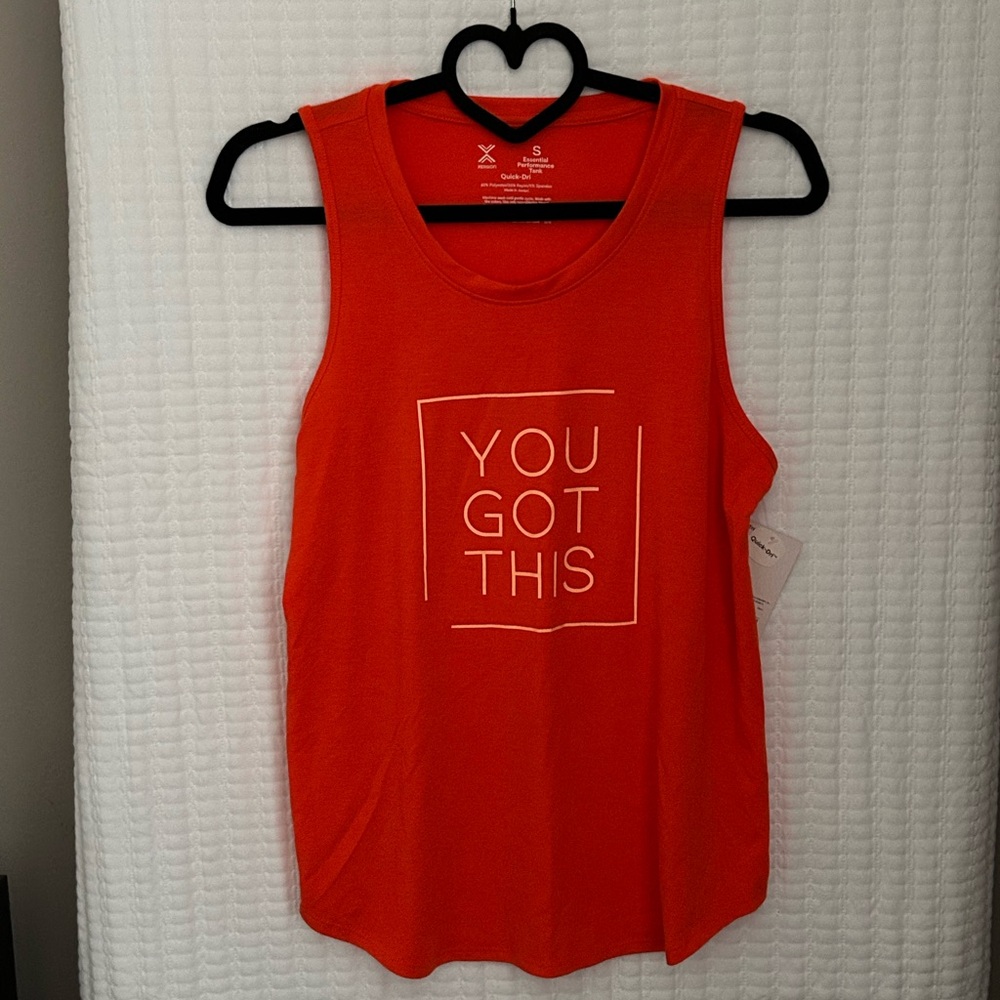Xersion Vibrant Orange Motivational Tank Top